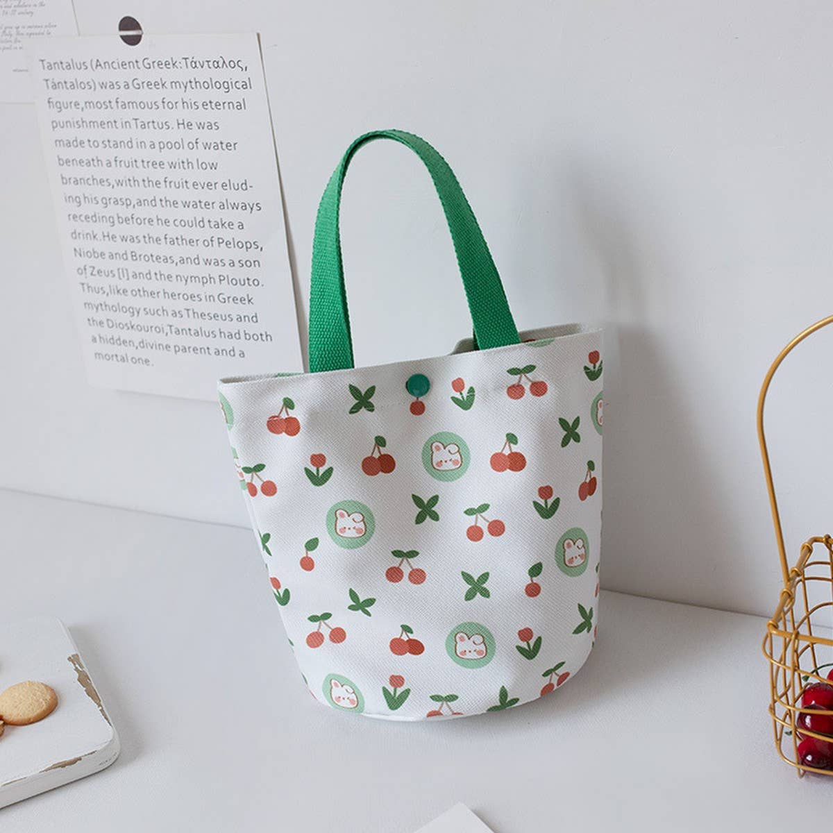 Summer Canvas Bucket Tote Bag for Girls, Small_CWAB5668