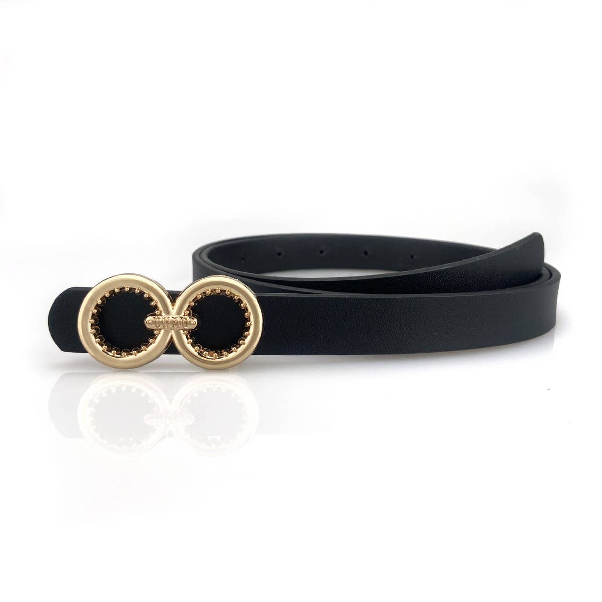 DOUBLE ROUND BUCKLE VERSATILE WOMEN'S THIN BELT_CWABE0693