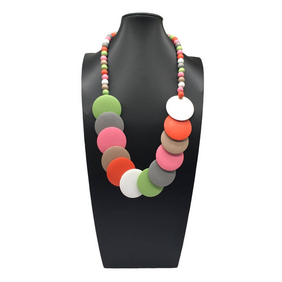 HANDMADE LARGE ROUND WOODEN BEAD LONG NECKLACE
