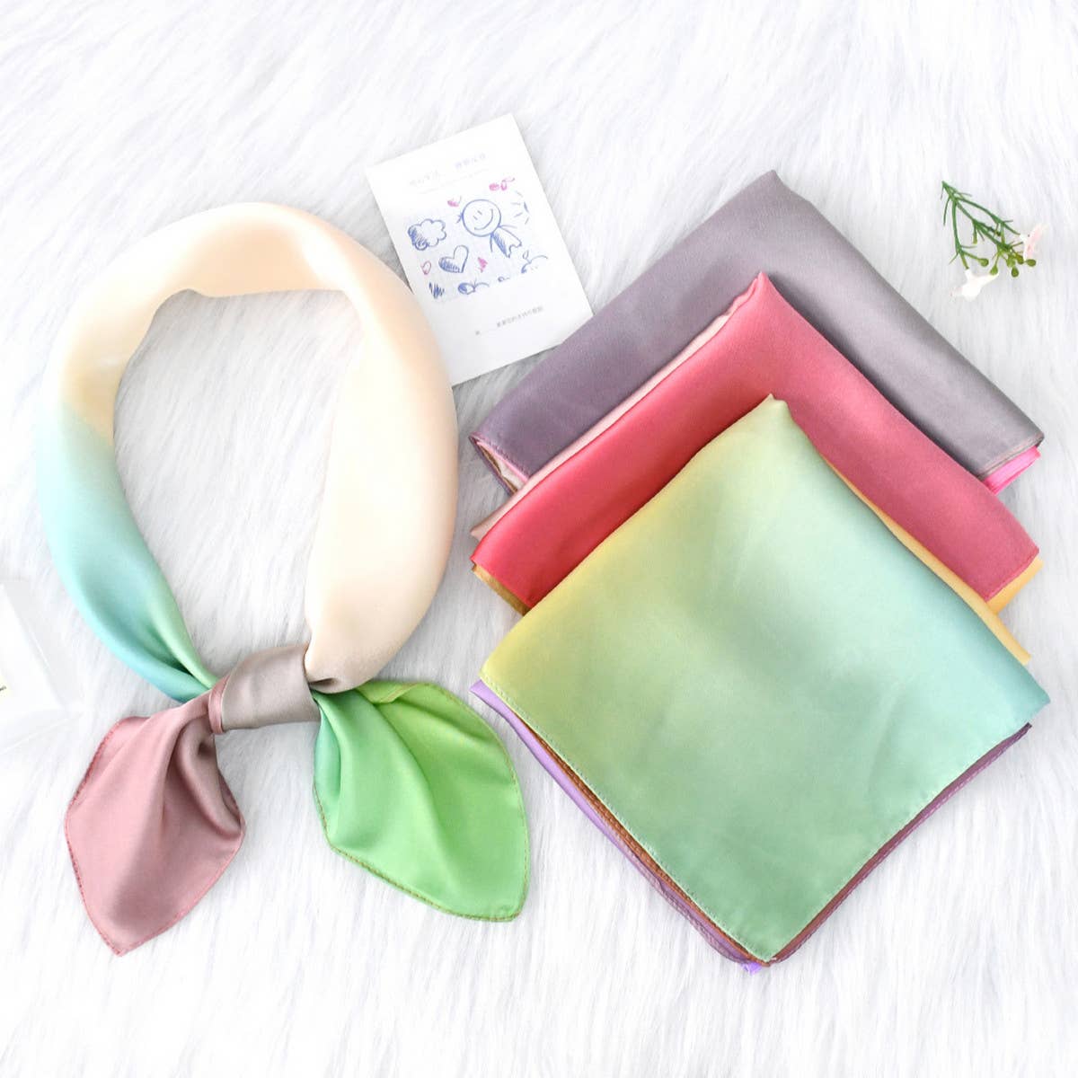 RETRO GRADIENT MULTI-COLOR SILK SCARF_CWASC1152