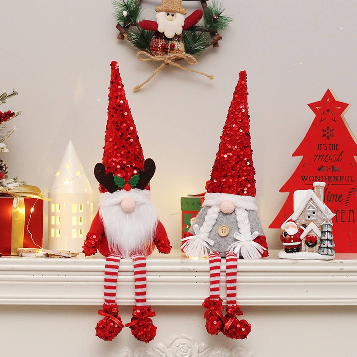 Sequin Cute Faceless Reindeer Rudolf Plush Toy_CWAJE05384