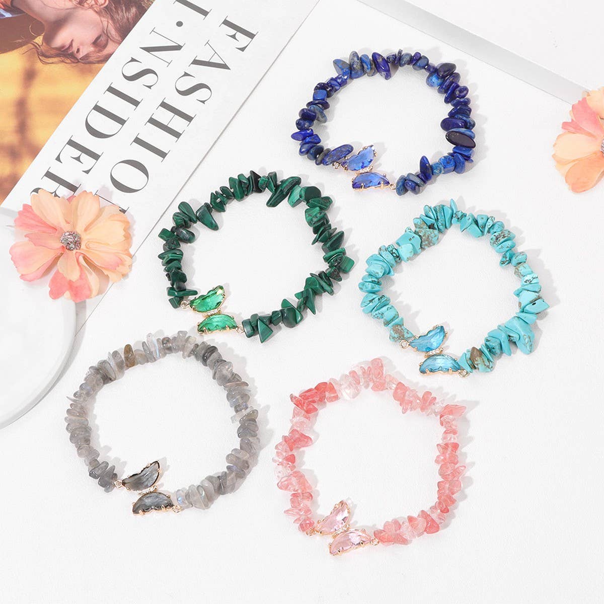 CWAJE4303_FASHION IRREGULAR BUTTERFLY GRAVEL BRACELET