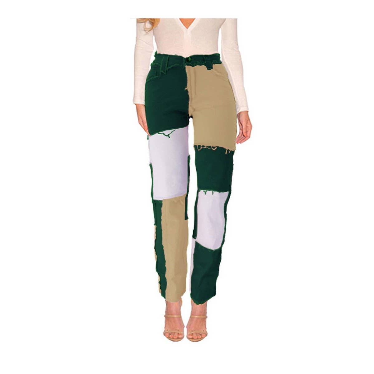 WOMENS DENIM PATCHWORK JEANS_CWJP0165