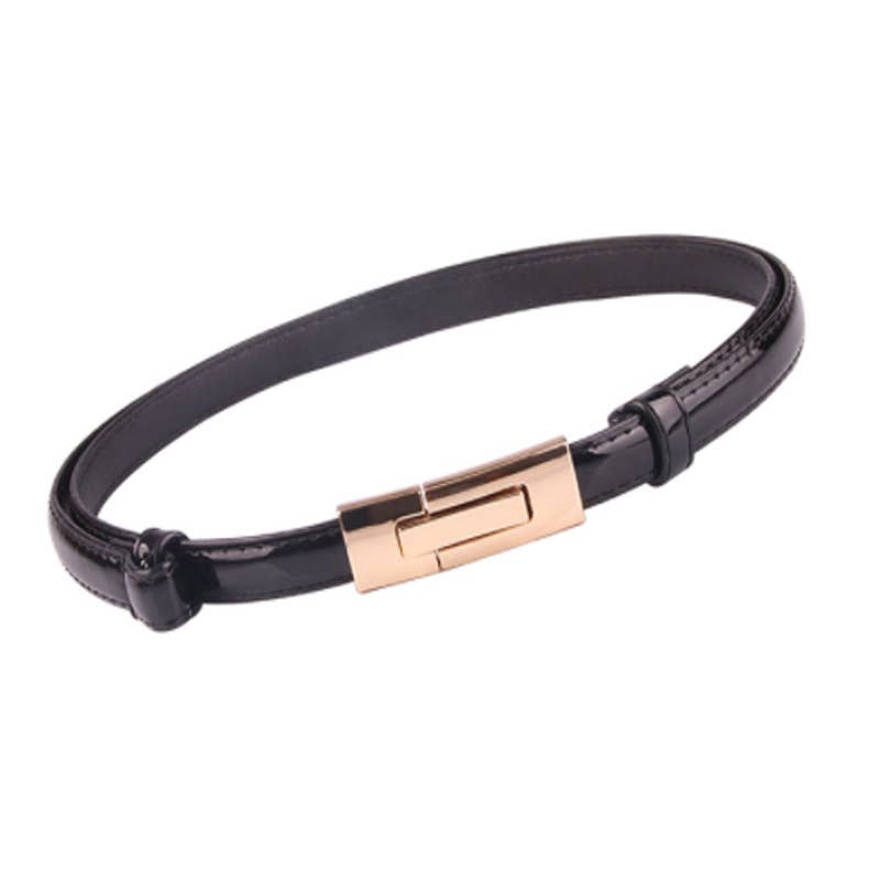 The trendy button-down adjustment thin waist belt