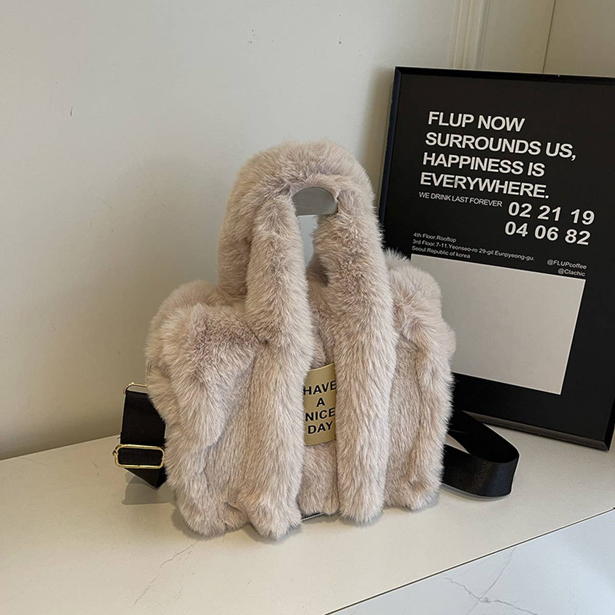 WINTER FAUX RABBIT FUR CROSSBODY HANDBAG PLUSH BAG_CWAB3998
