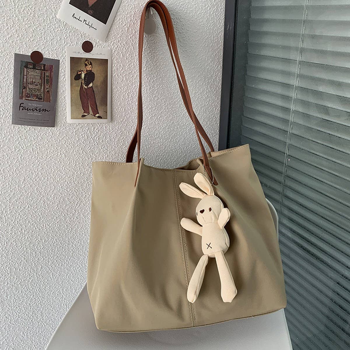 LITERARY SIMPLE SOLID COLOR SHOPPING CANVASBAG_CWAB2124