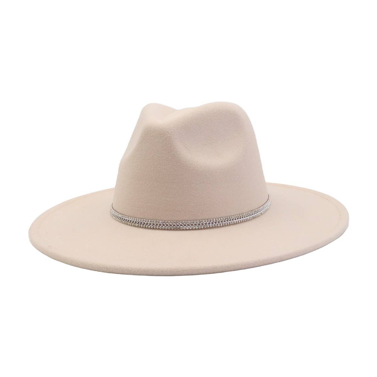 Unisex Wool Fedora Hat Ethnic Flat Brim Style_CWAH04402