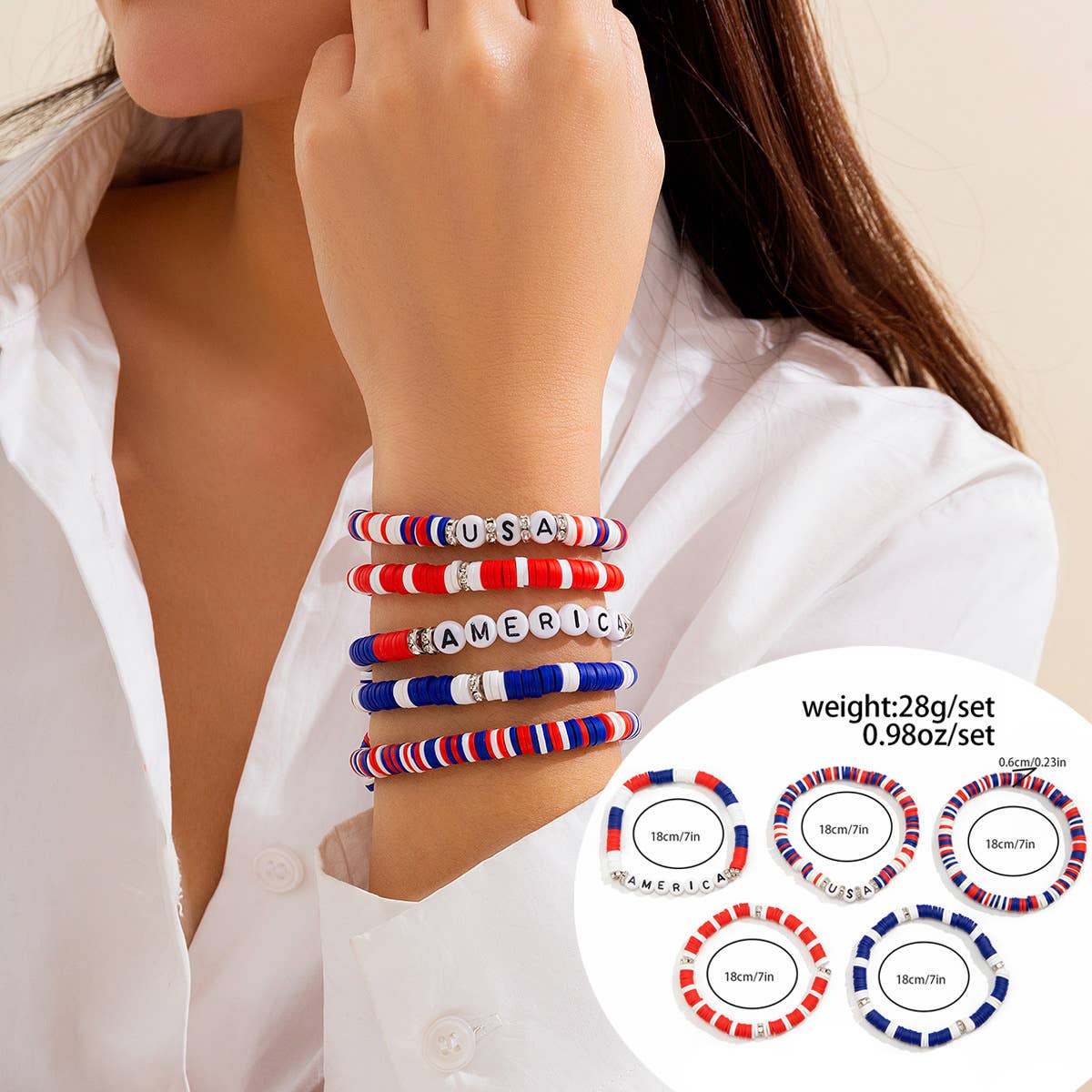 NEW FLAG CONTRAST COLOR BEADED BRACELET