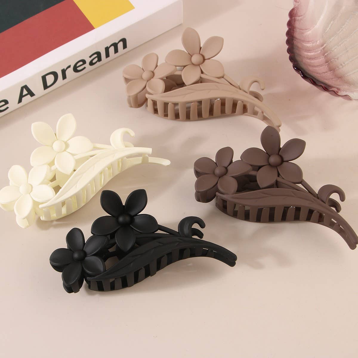Vintage Floral Hair Claw, Large Chic Back Bun Clip