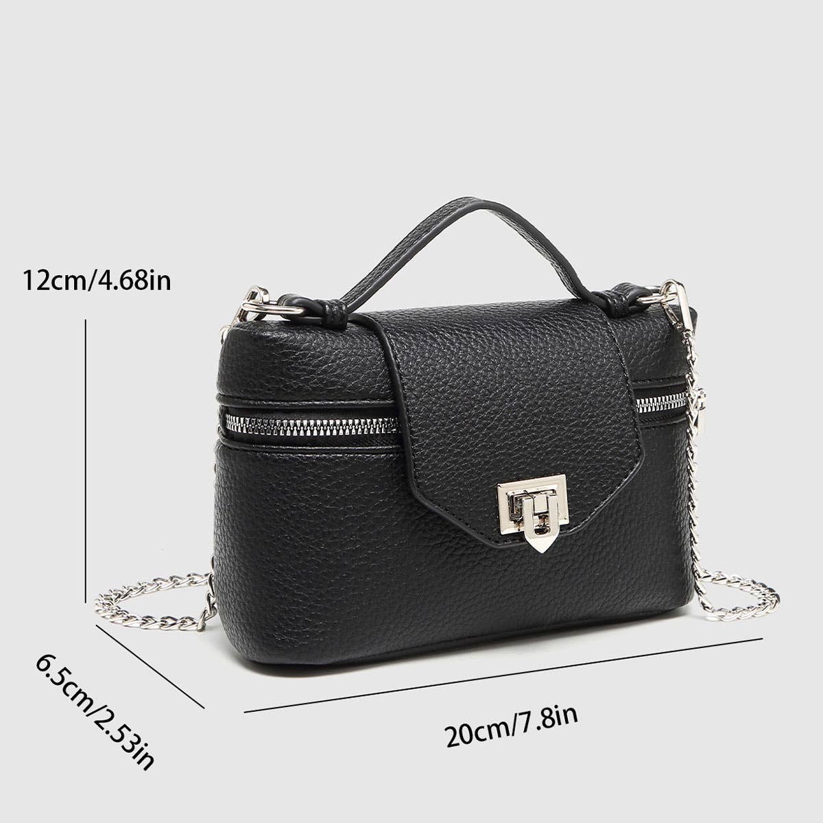 Litchi Texture Boxy Crossbody & Handbag_CWAB5715