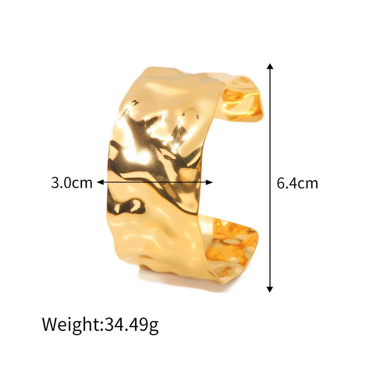 Gold Stainless Steel Pearl Open Cuff Bracelet