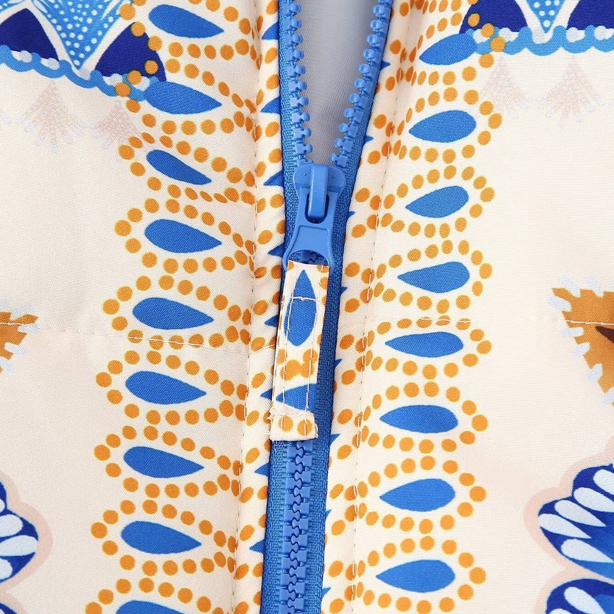 BLUE FLOWER PRINT ZIP-UP QUILTED JACKET_CWOJA1558