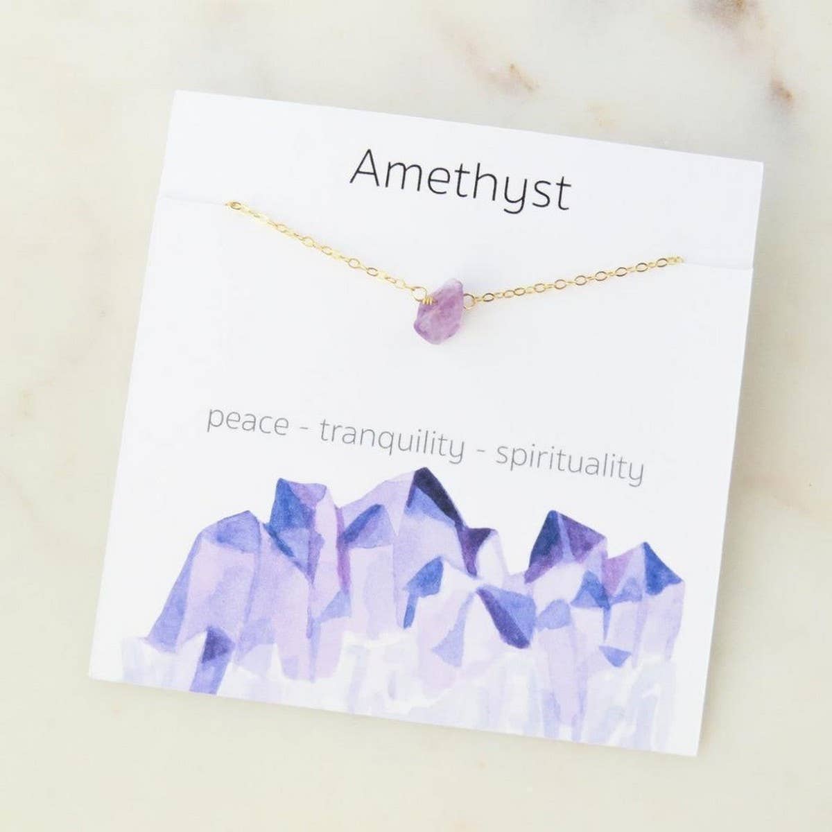 NATURAL CRYSTAL GRAVEL PENDANT NECKLACE WITH CARD