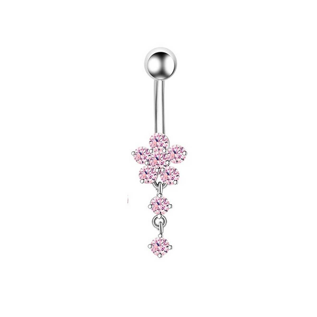 Zircon Navel Ring – Steel & Copper Belly Piercing_CWMM9175