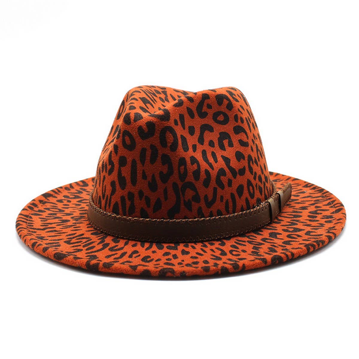 LEOPARD PRINT HAT JAZZ HAT WOOLEN HAT WIDE BRIM HAT_CWAH2582