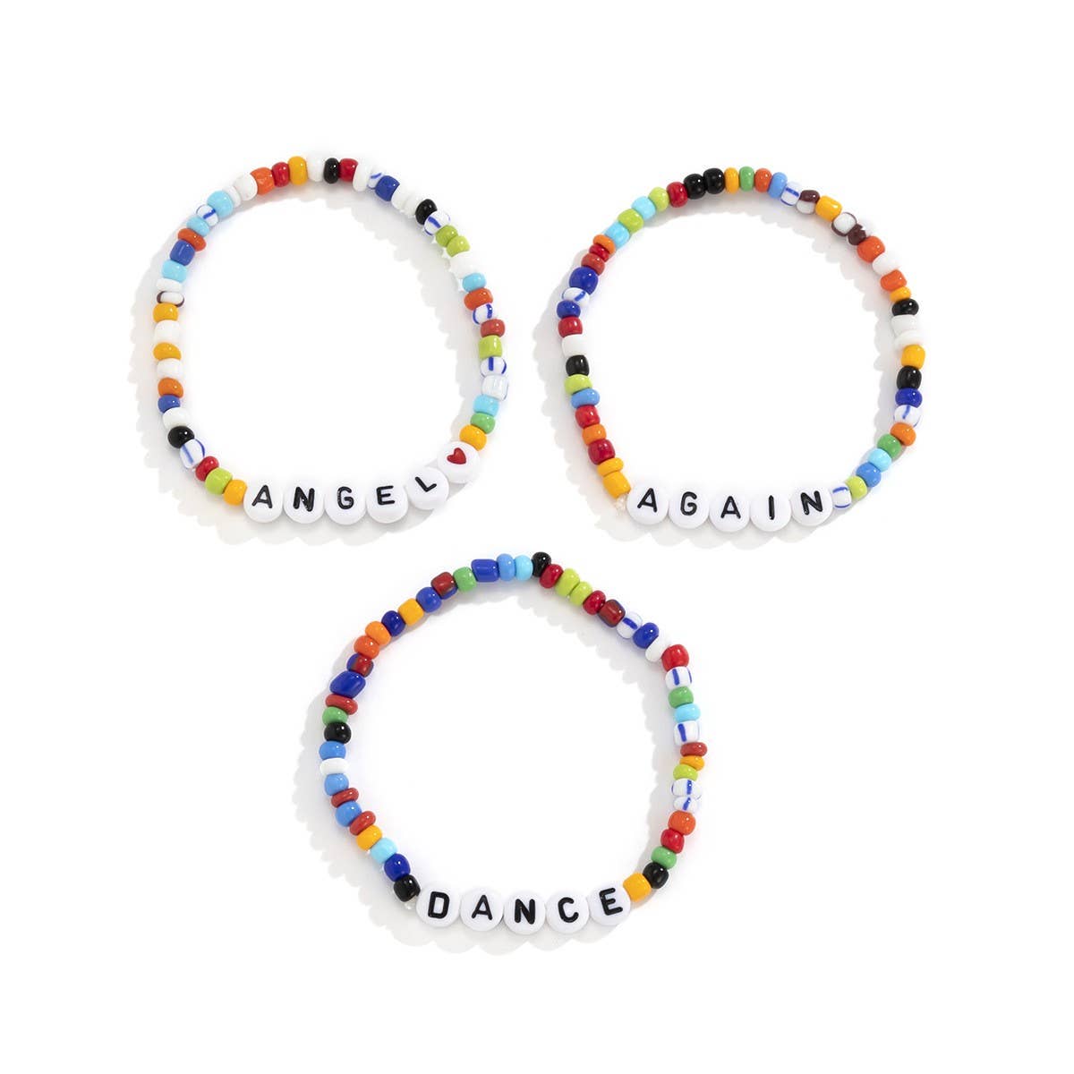 LETTER MIXED COLOR MACARON BEADED BRACELET