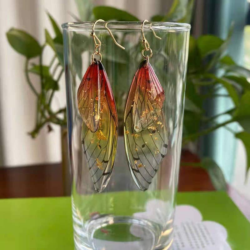 S925 Silver Cicada Wing Wing Butterfly Earrings
