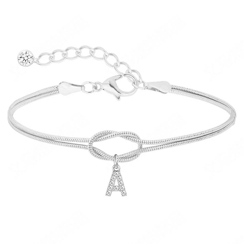 26-letter knotted snake bone zircon bracelet