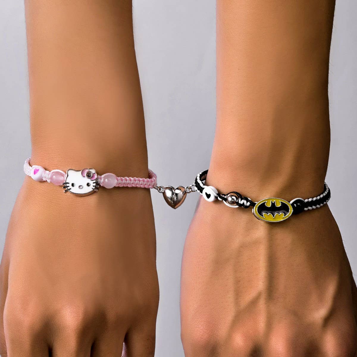 CWAJE2505_HALLOWEEN WOVEN HEART MAGNETIC COUPLE BRACELET