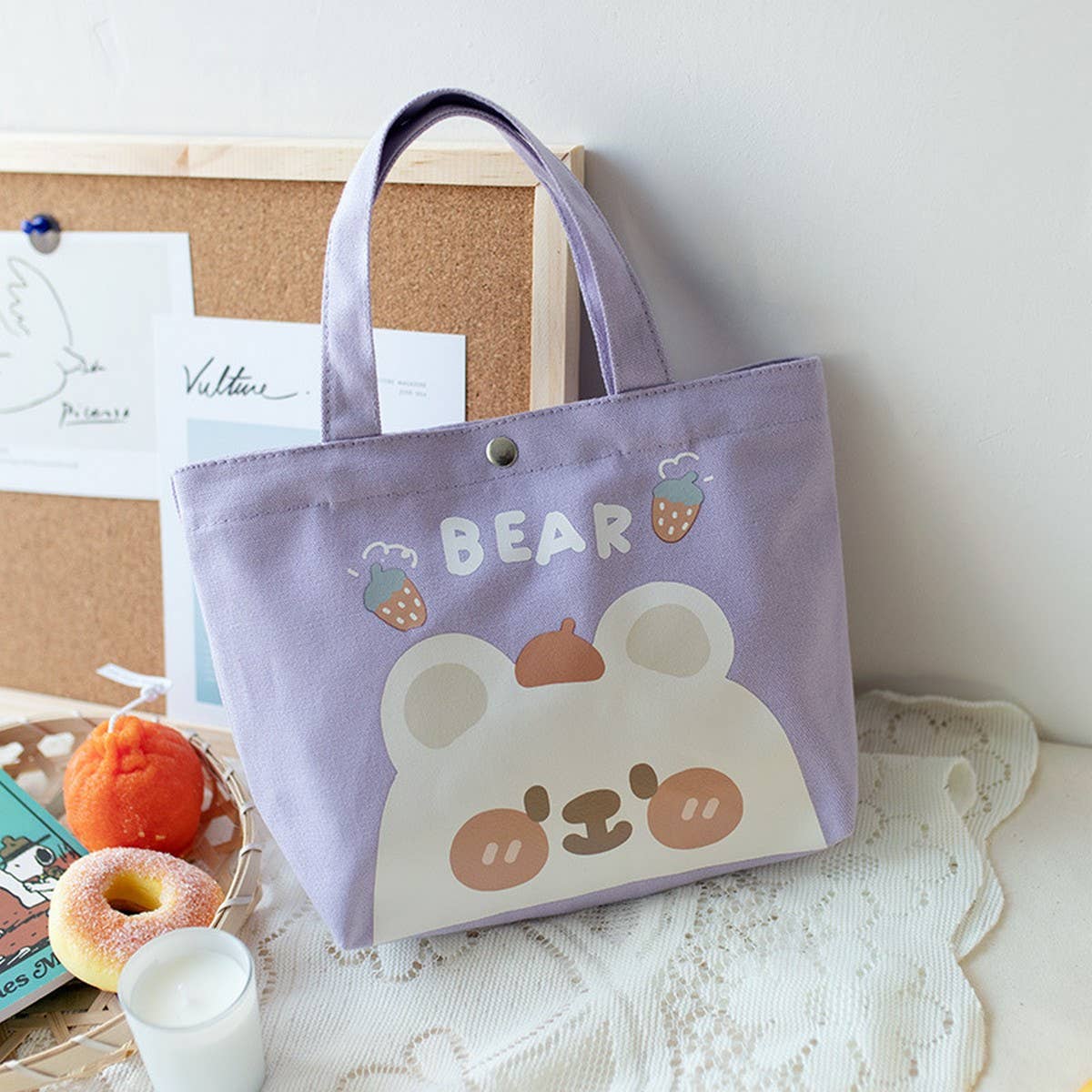 Spring Canvas Lunch Tote Bag for Women, Small_CWAB5671
