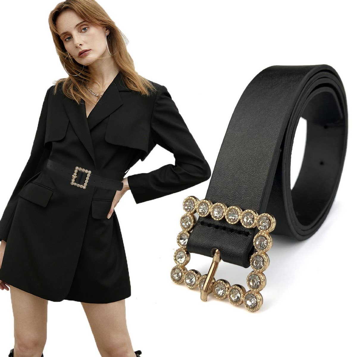 NEW FASHION WOMEN'S DIAMOND PIN BUCKLE BELT_CWABE0702