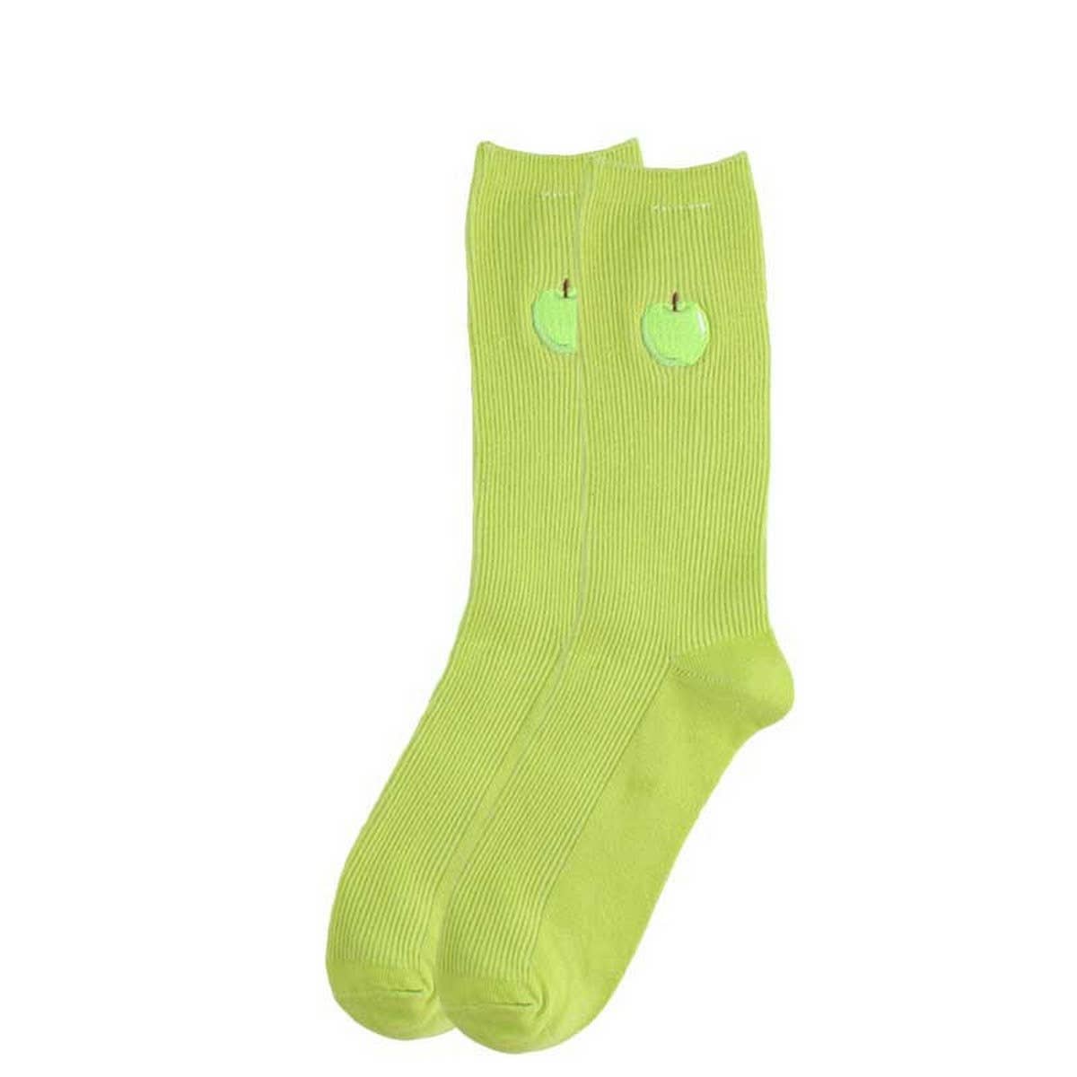FRUIT EMBROIDERY PATTERN STOCKINGS CREW SOCKS_CWAH1116