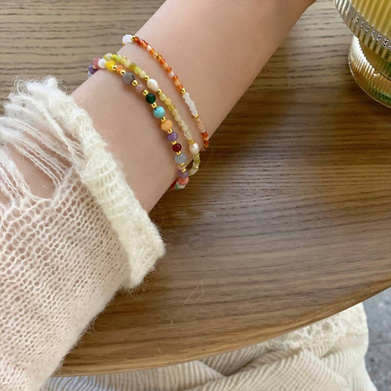 Personalized stone freshwater pearl bracelet
