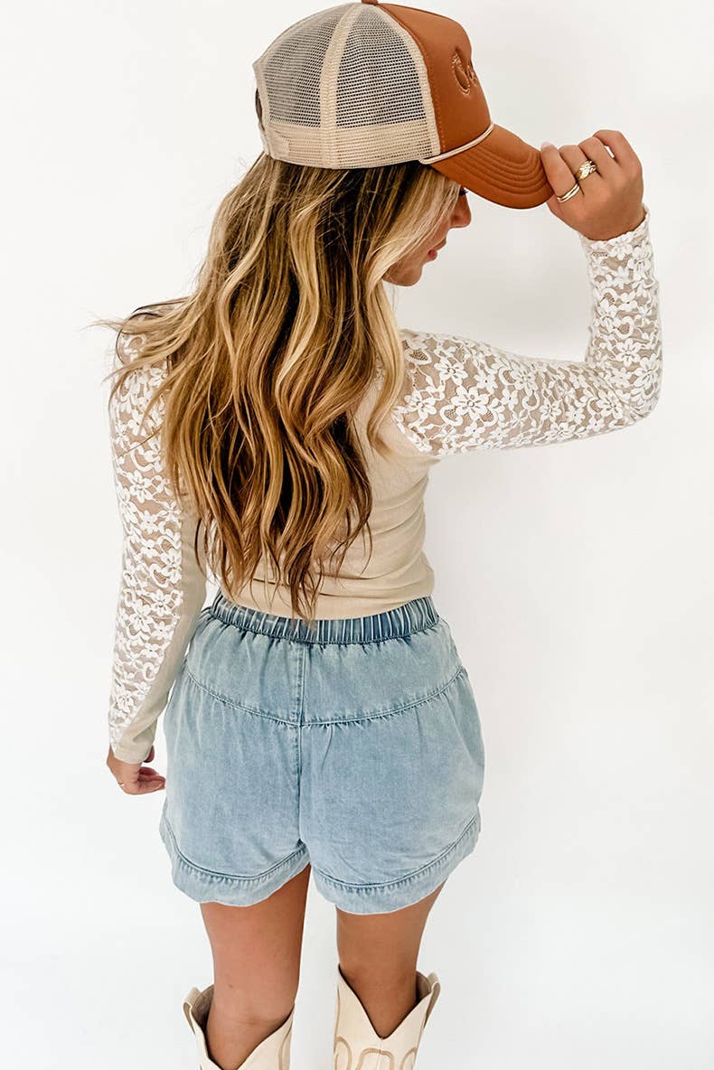 FLORAL LACE PATCHWORK FASHION SEXY SLIM PULLOVER