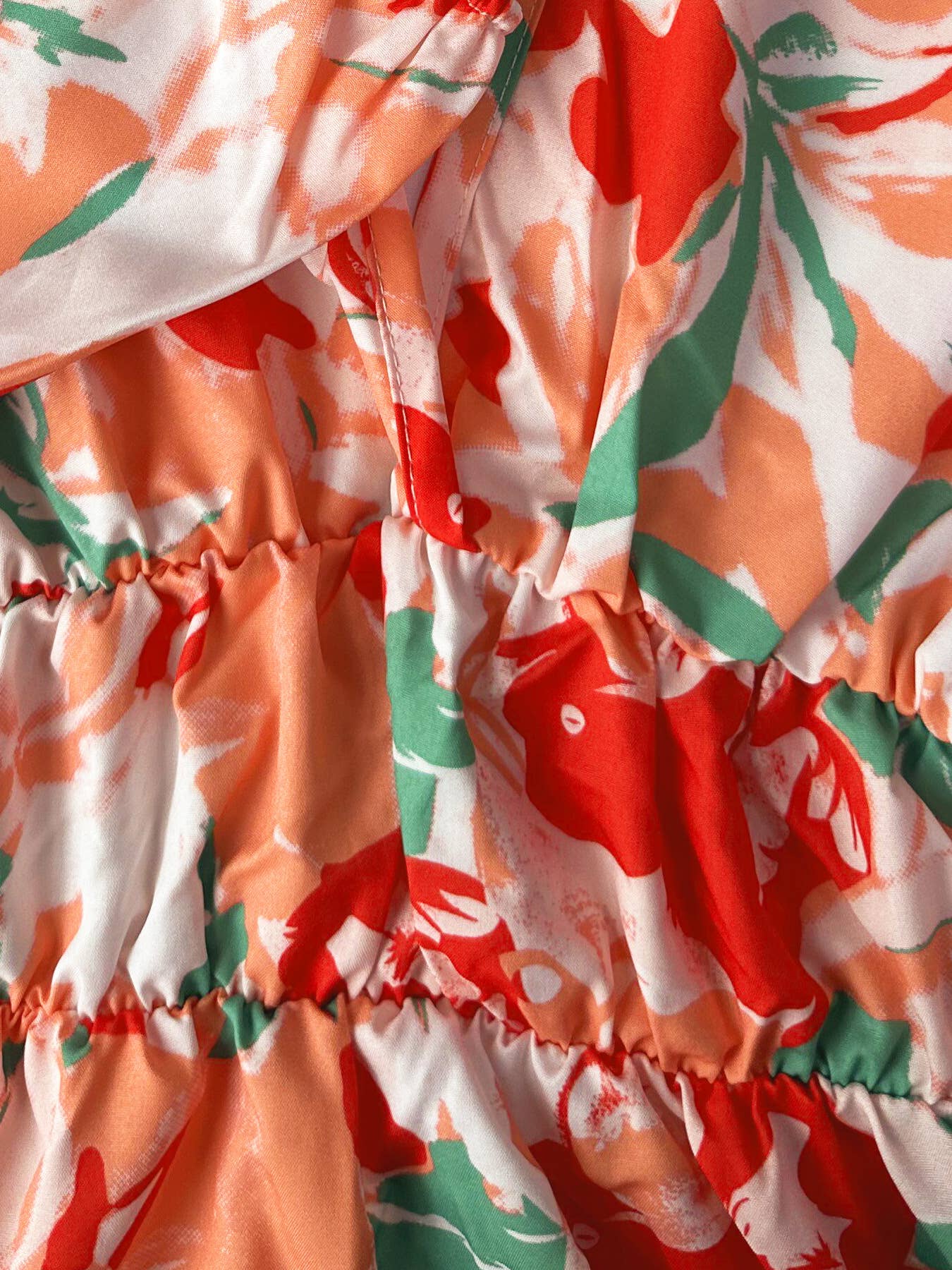 Floral printed long V-neck casual dress