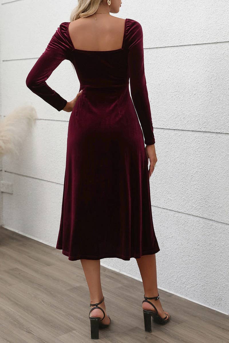 CWDMD4819_AUTUMN AND WINTER TEMPERAMENT DRESS WITH SLITS