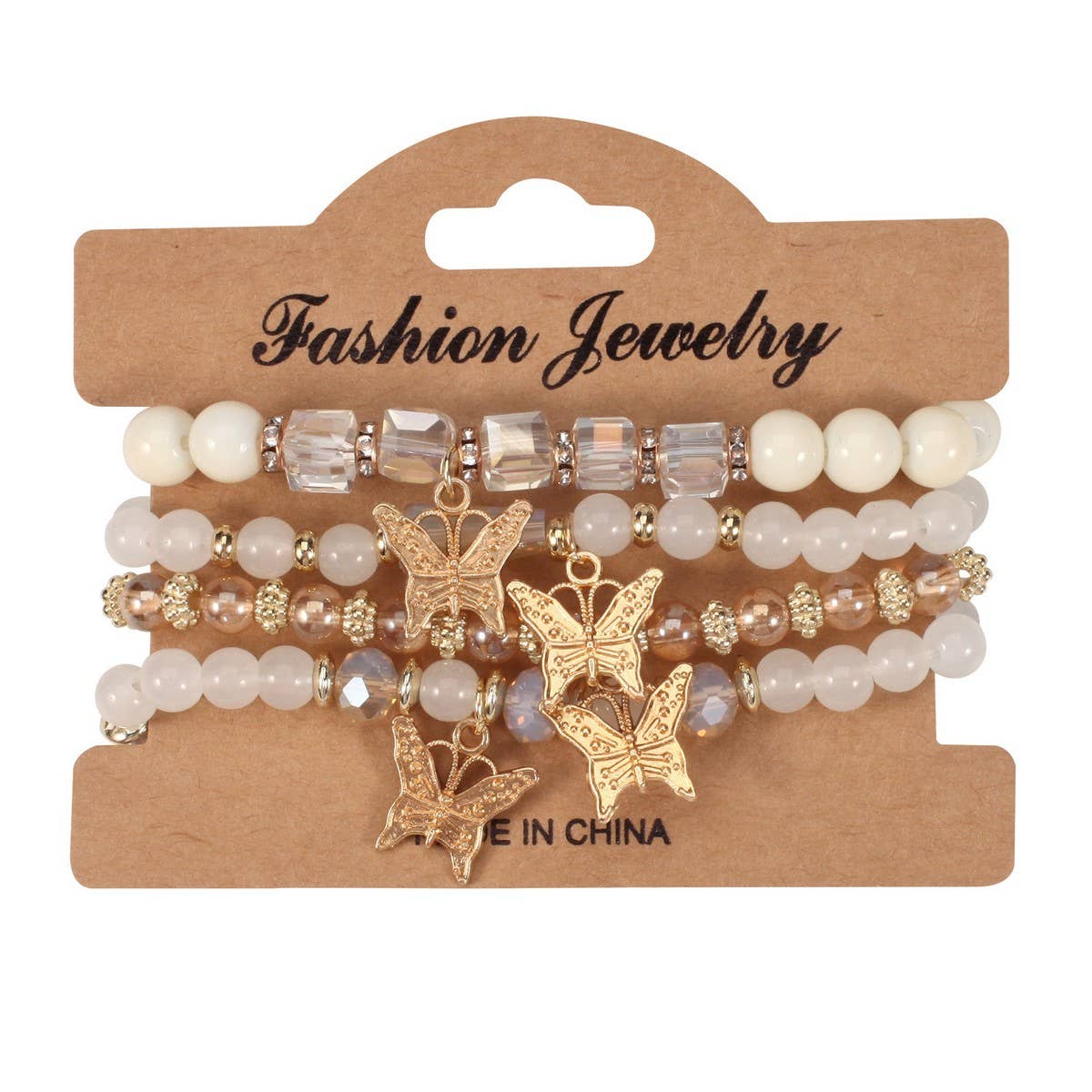 CWMM10435_BOHO BUTTERFLY CRYSTAL BEADED BRACELET SET 4PCS