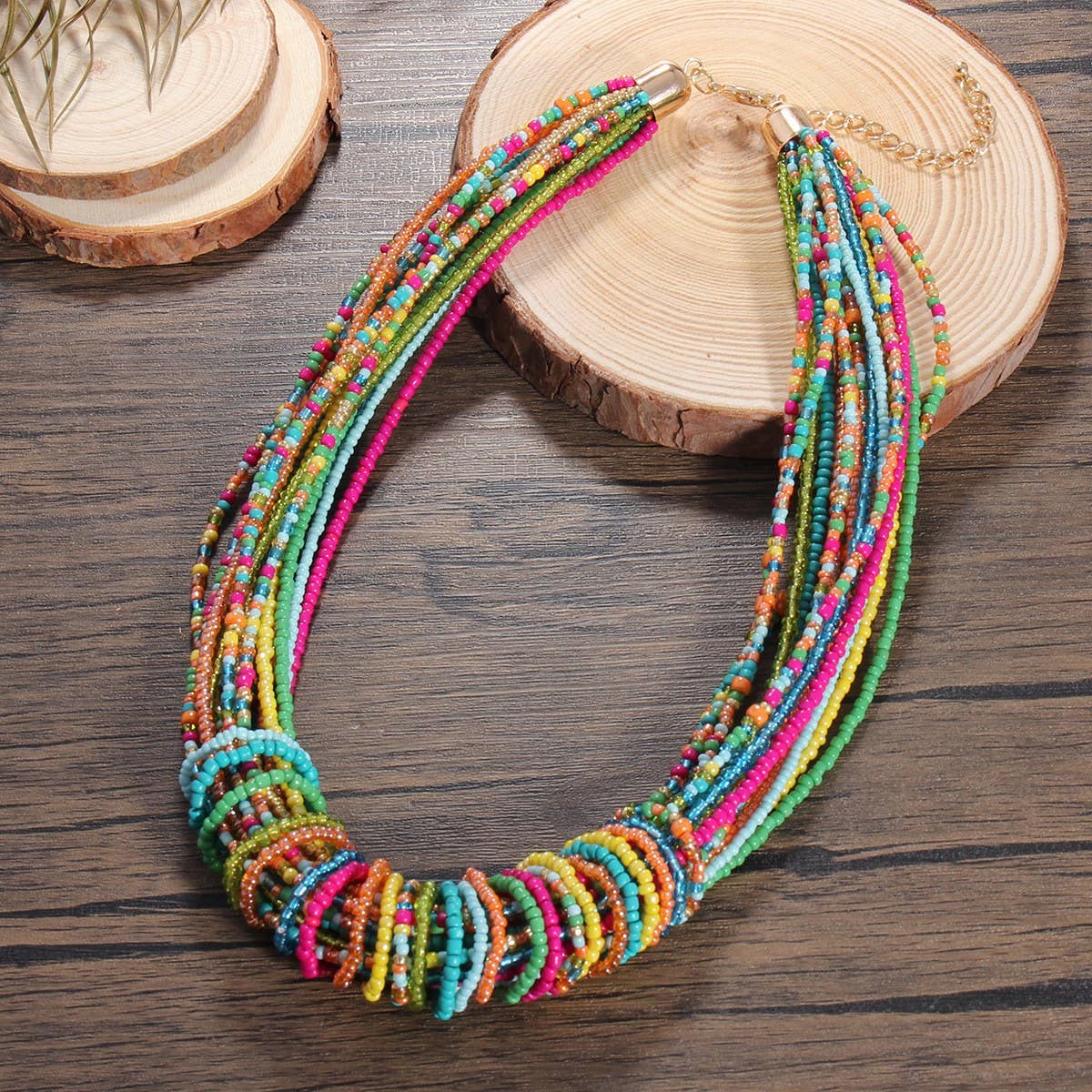 COLORFUL MULTI-LAYERED HANDMADE BEADED NECKLACE