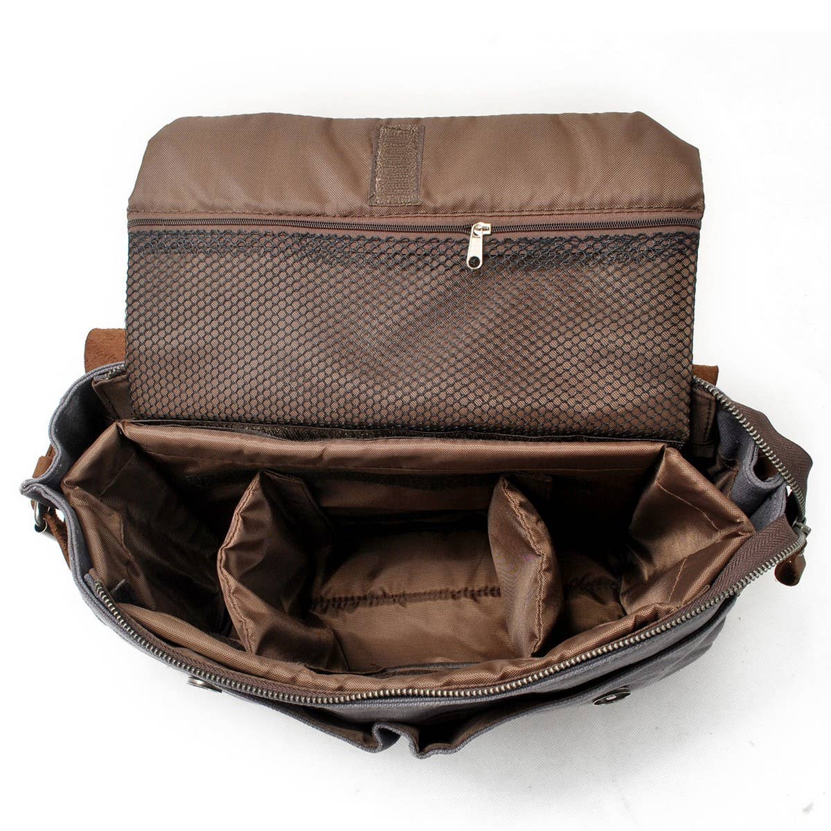 Vintage Waxed Canvas Camera Satchel with Leather_CWAB5572