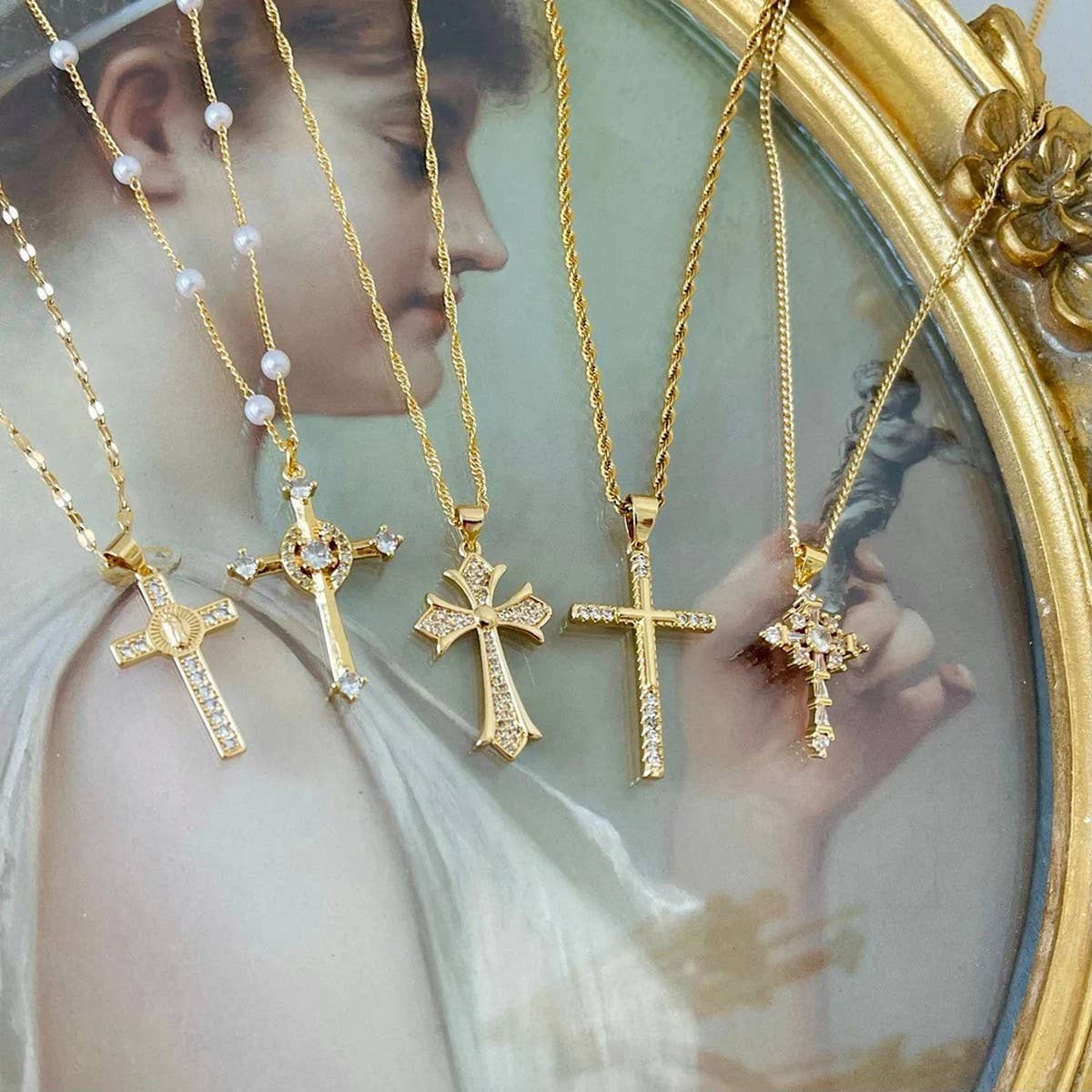 NEW CREATIVE MINIMALIST CROSS ROSE NECKLACE