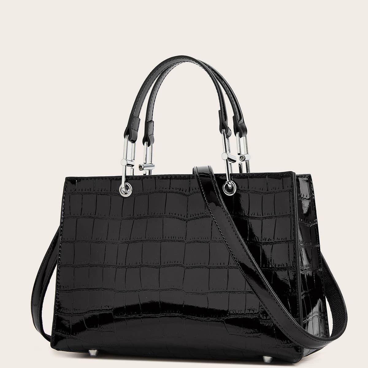 VINTAGE CROCODILE PRINT LARGE TOTE BAG_CWAB2659