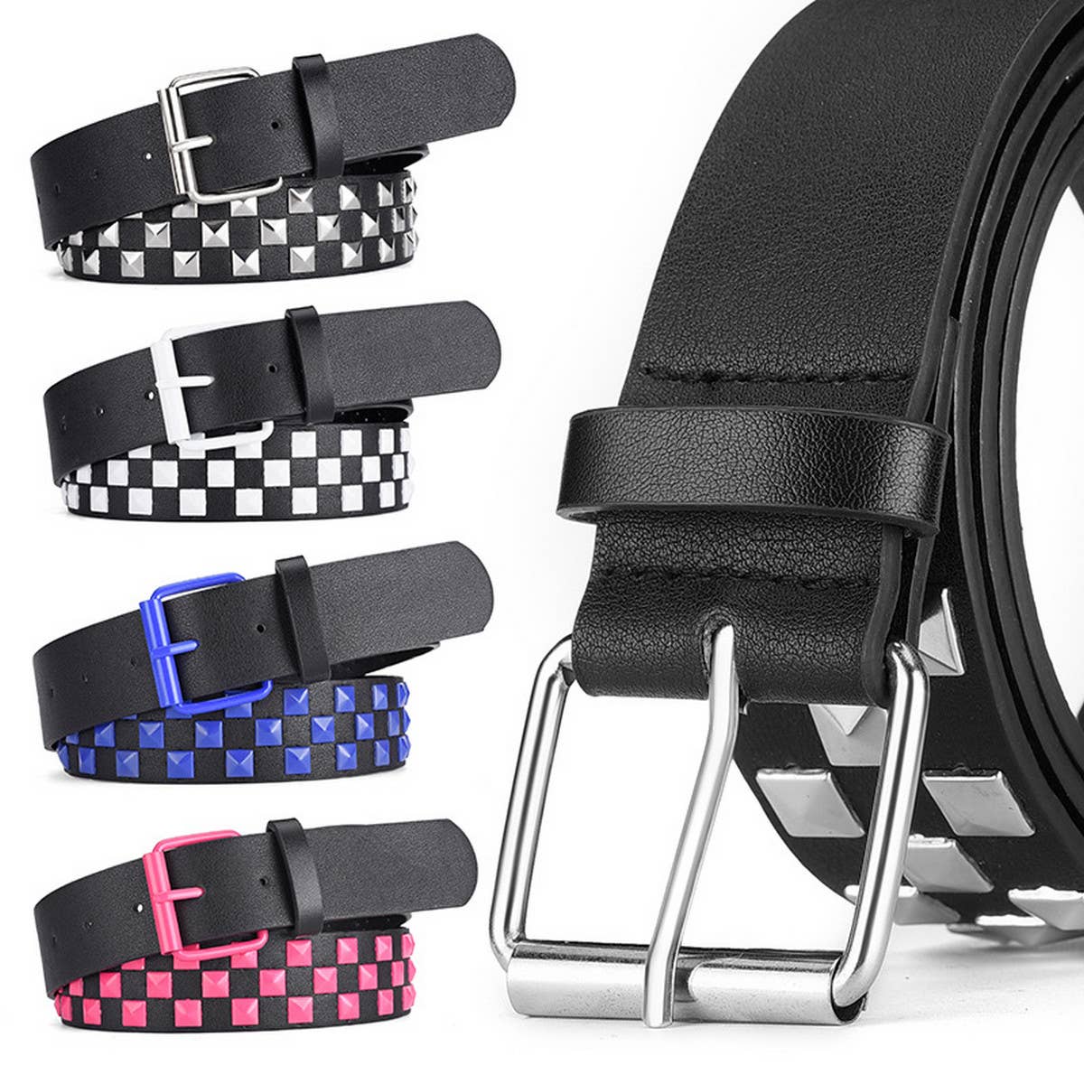 EUROPEAN AND AMERICAN SQUARE BEAD PYRAMID BELT_CWABE0364