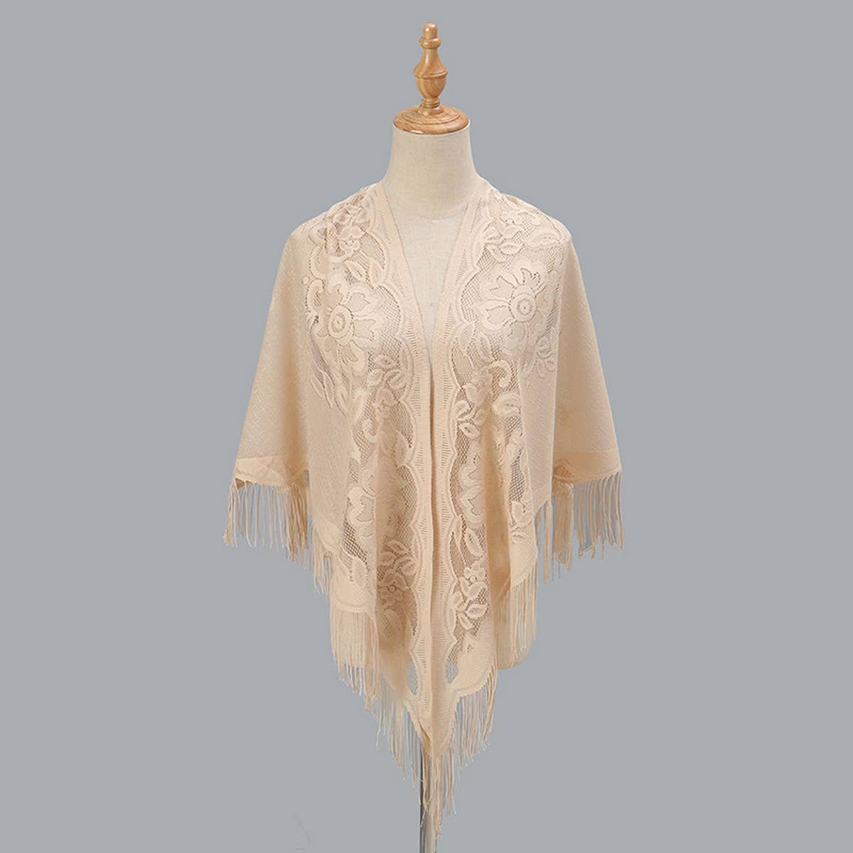Breathable Tassel Triangle Scarf - Hollow Knit Wrap_CWMM1993