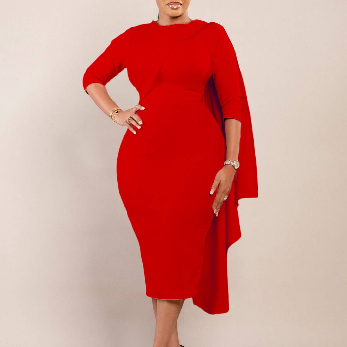 FASHION SOLID COLOR TONGLE PENCIL SKIRT DRESS_CWDMD3681
