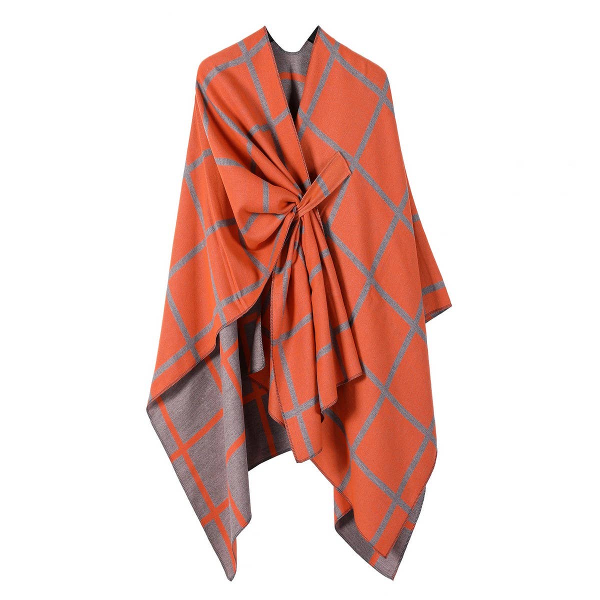 SOLID COLOR FASHIONABLE KNITTED SHAWL CAPE_CWASC2129