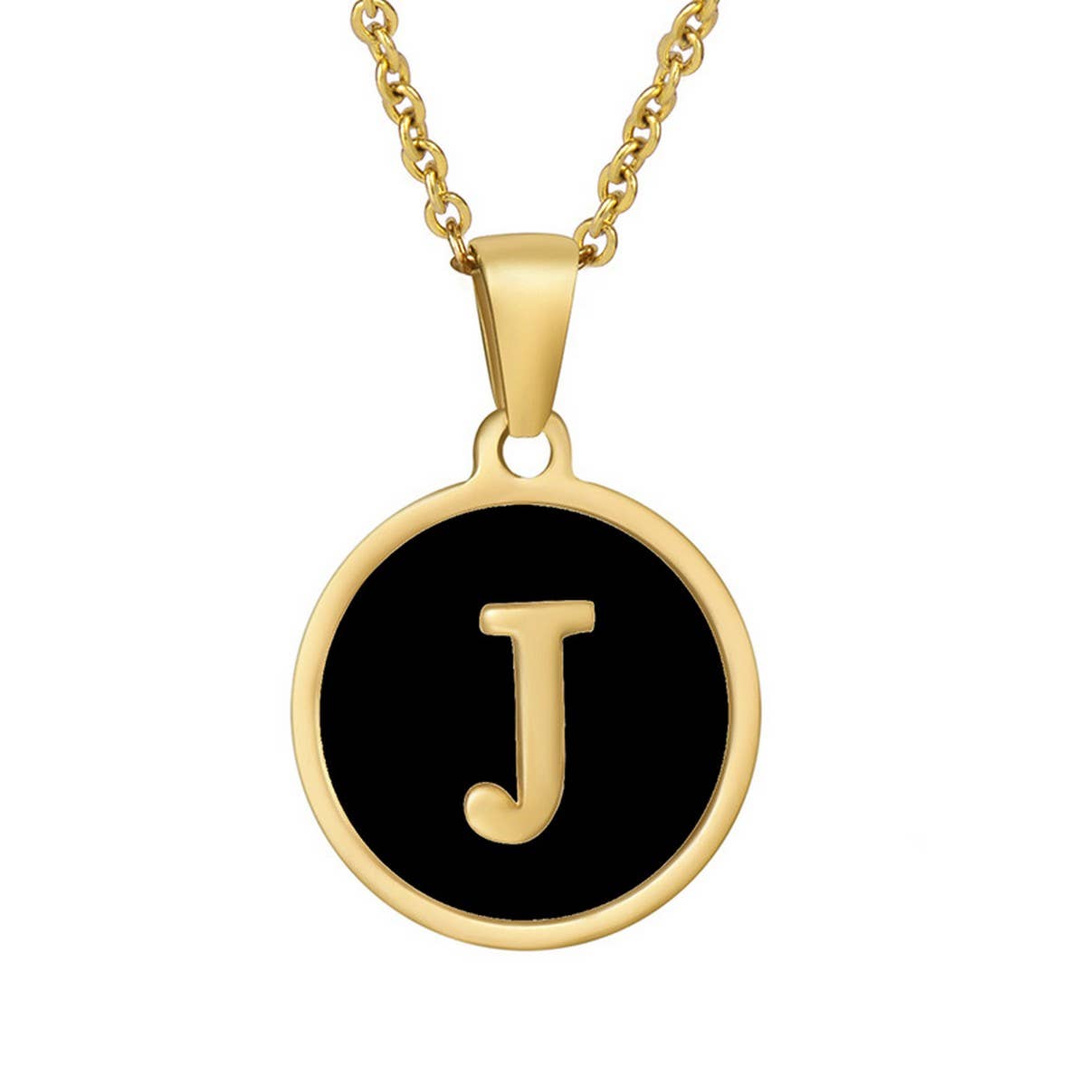 CIRCULAR SHELL ENGLISH LETTER PENDANT NECKLACE