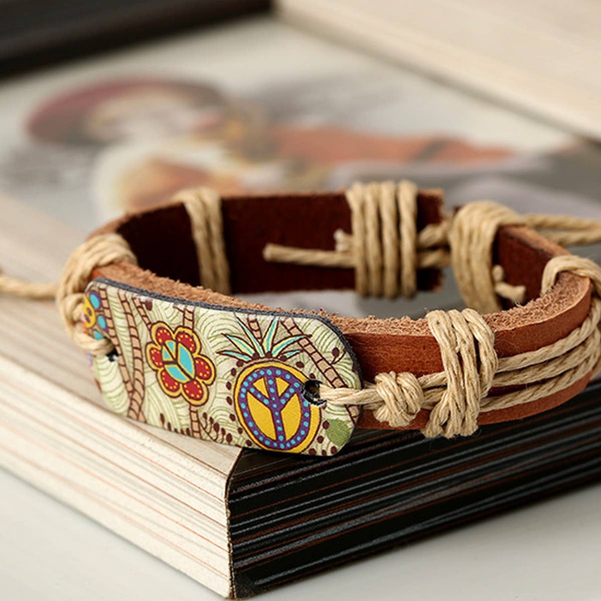 VINTAGE STYLE HEMP ROPE BRAIDED LEATHER BRACELET