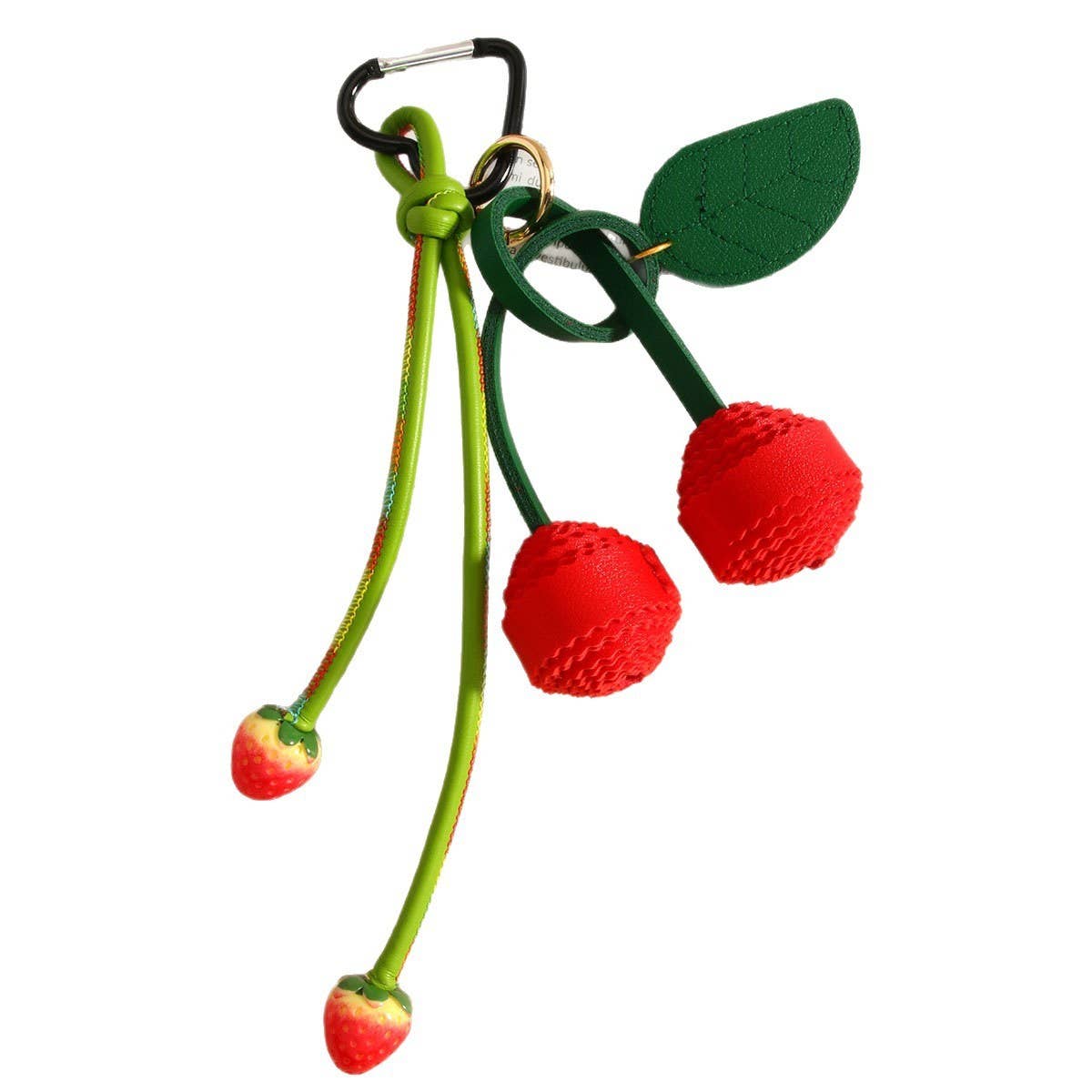 Cute PU Cherry Woven Ball Keychain Charm