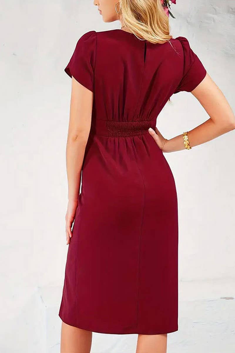 CWDMD5082_SUMMER ELASTIC WAIST SLIT COMMUTER HIP SKIRT