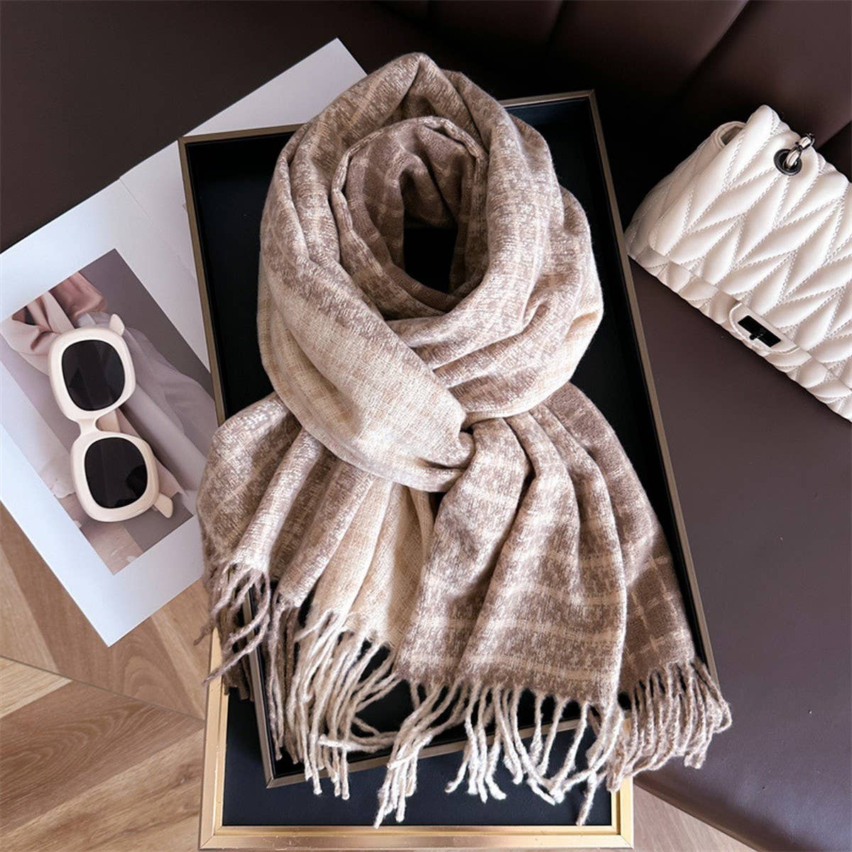 Plaid Colorblock Scarf ??Unisex Warm Winter Shawl_CWASC1447