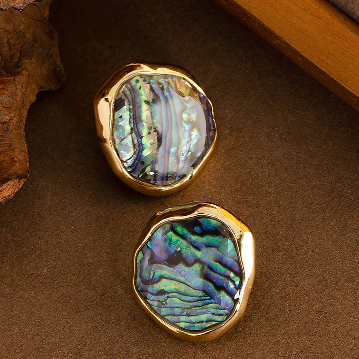NATURAL ABALONE SHELL SILVER NEEDLE EARRINGS