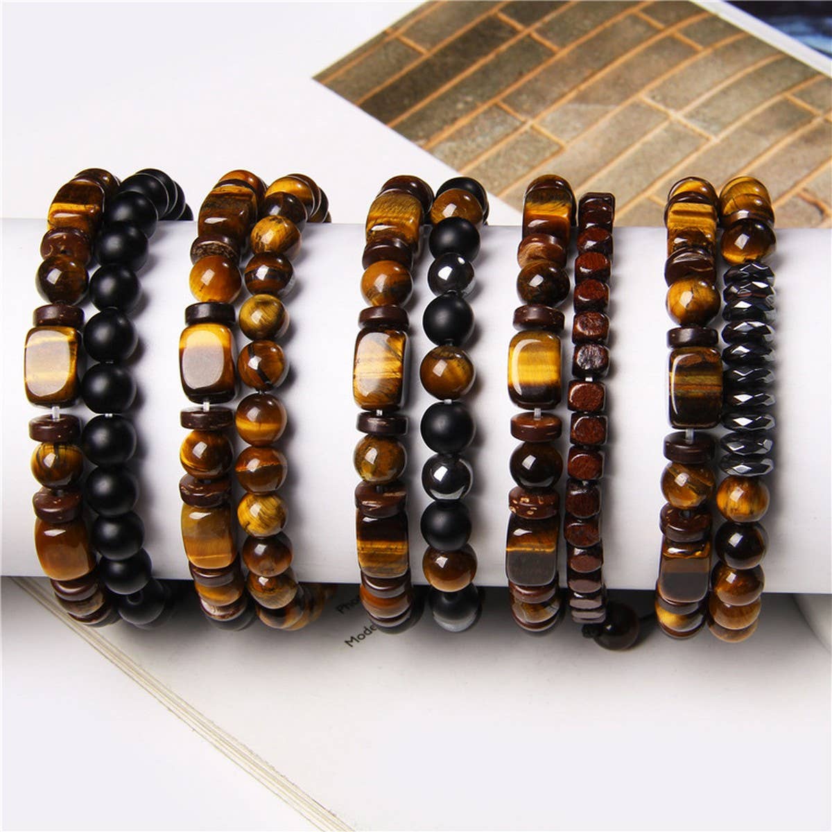 CWAJE3880_FACETED STONE BRAIDED COMBINATION BRACELET