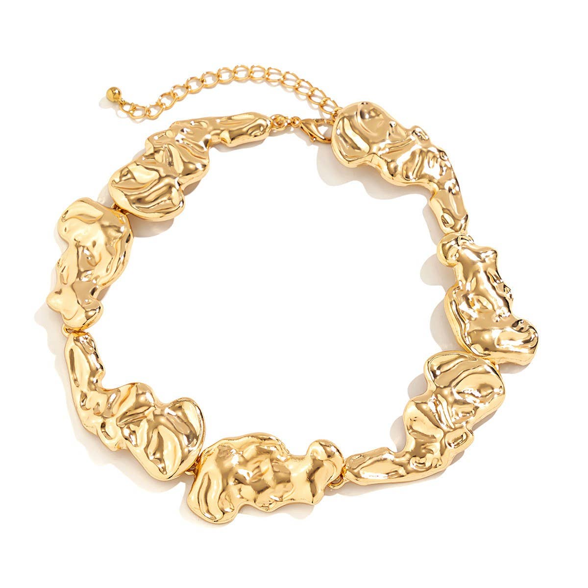 WRINKLED METAL IRREGULAR VINTAGE NECKLACE SET_CWMM3249
