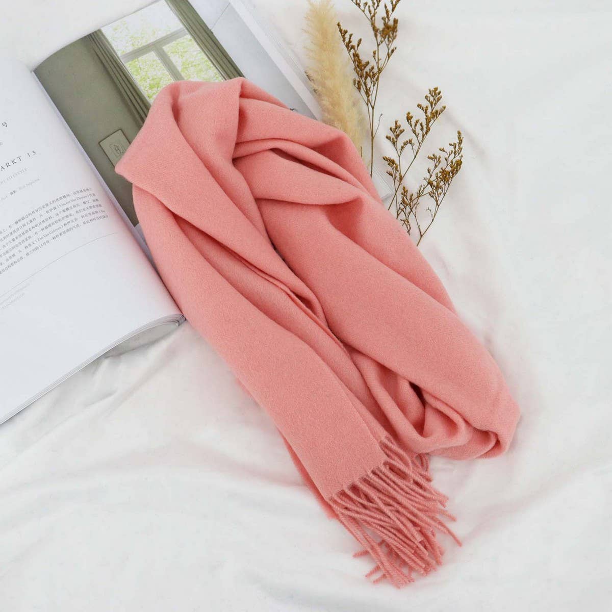 100% Wool Solid Scarf – Elegant Unisex Spring Wrap_CWASC1093