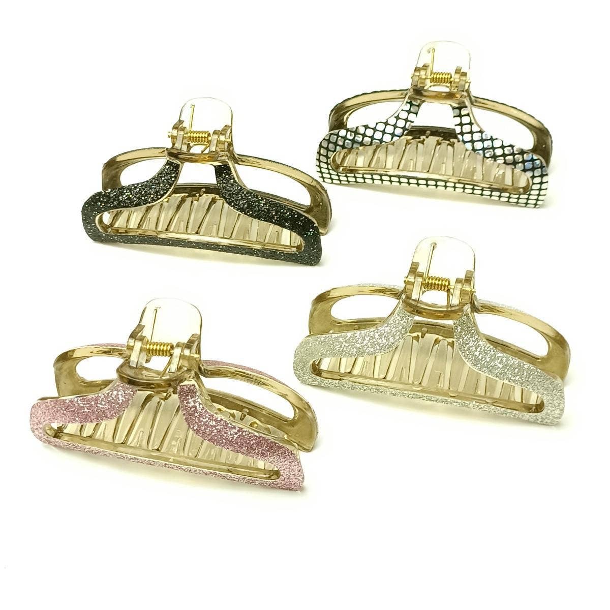 Pink Glitter Shine Hair Claw Clip_CWAHA6372