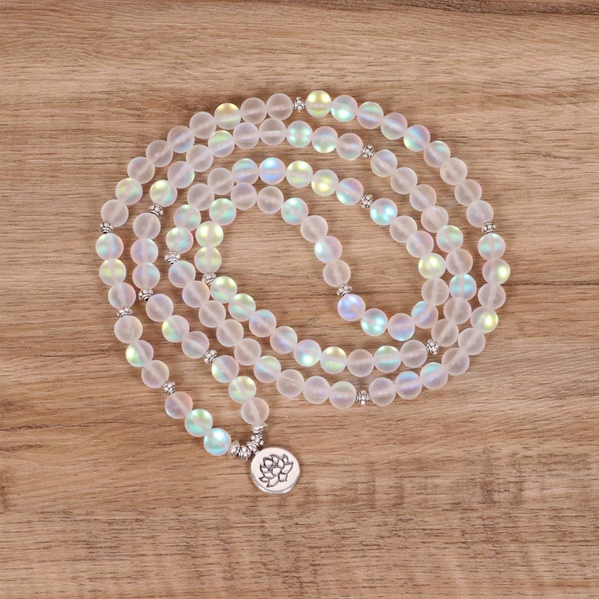 108 WHITE BLUE GLITTER BEADED BRACELET WITH CHARM_CWAJE3933